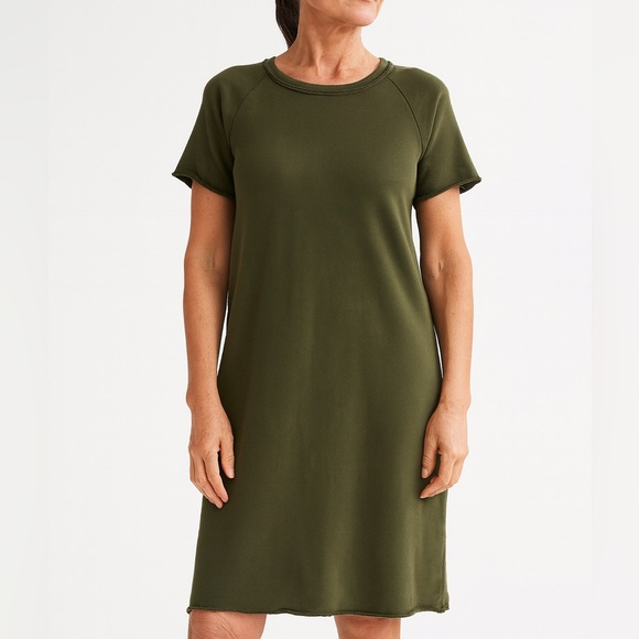 Eileen Fisher Green Lounge Cotton Sweatshirt Dress Small - Picture 1 of 5